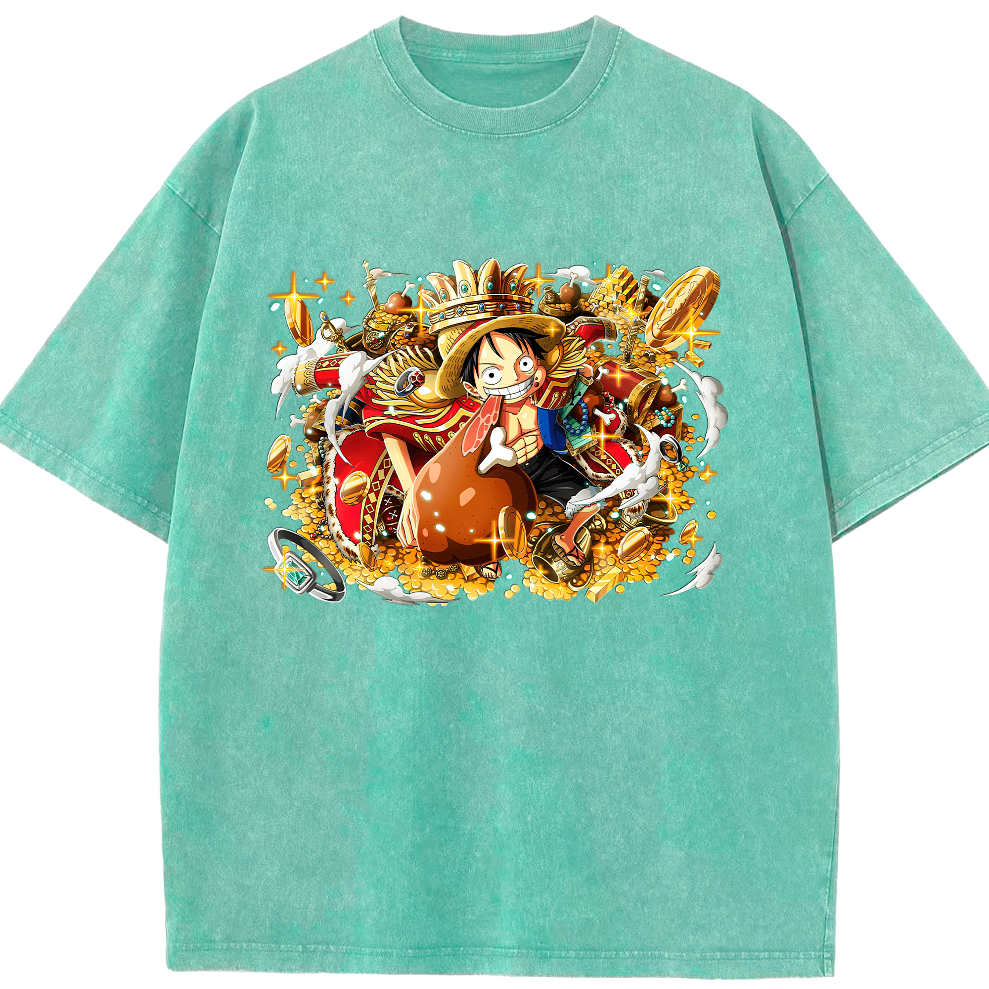 ワンピース モンキー・D・ルフィ ONE PIECE Monkey D. Luffy 綿100% ヴィンテージ風 半袖Tシャツ（フロントプリント）